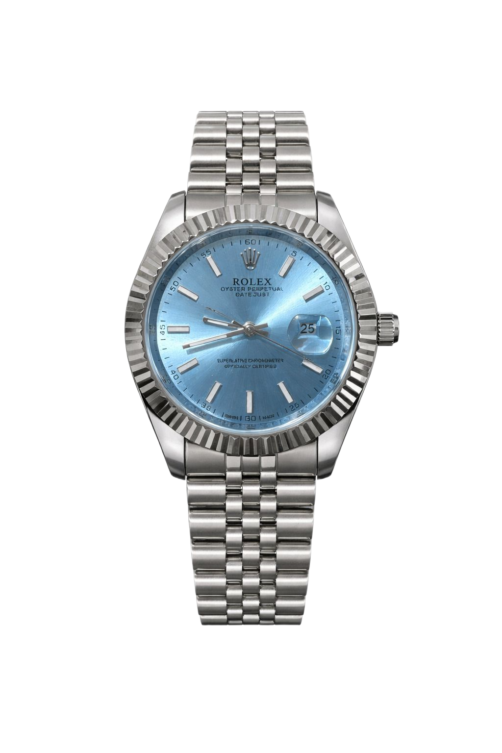 Rolex Oyster Datejust Glassy Back Silver/Light Blue Dial Men