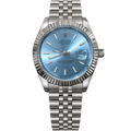 Rolex Oyster Datejust Glassy Back Silver/Light Blue Dial Men