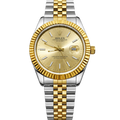 Rolex Oyster Datejust Glassy Back Gold/Silver Gold Dial Men