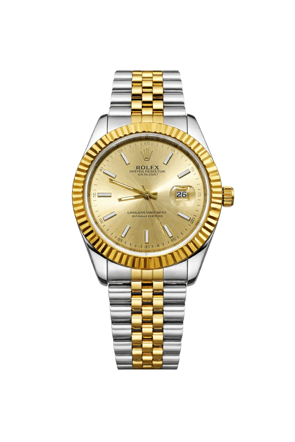Rolex Oyster Datejust Glassy Back Gold/Silver Gold Dial Men