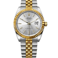 Rolex Oyster Datejust Glassy Back Gold/Silver Silver Dial Men