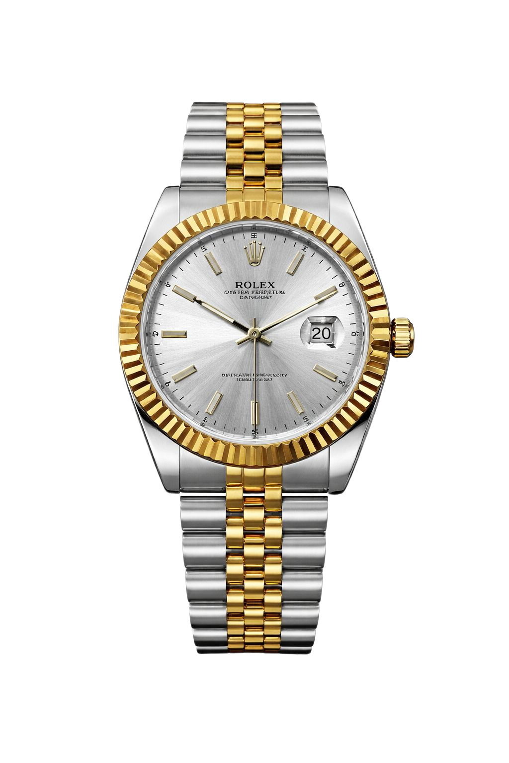 Rolex Oyster Datejust Glassy Back Gold/Silver Silver Dial Men