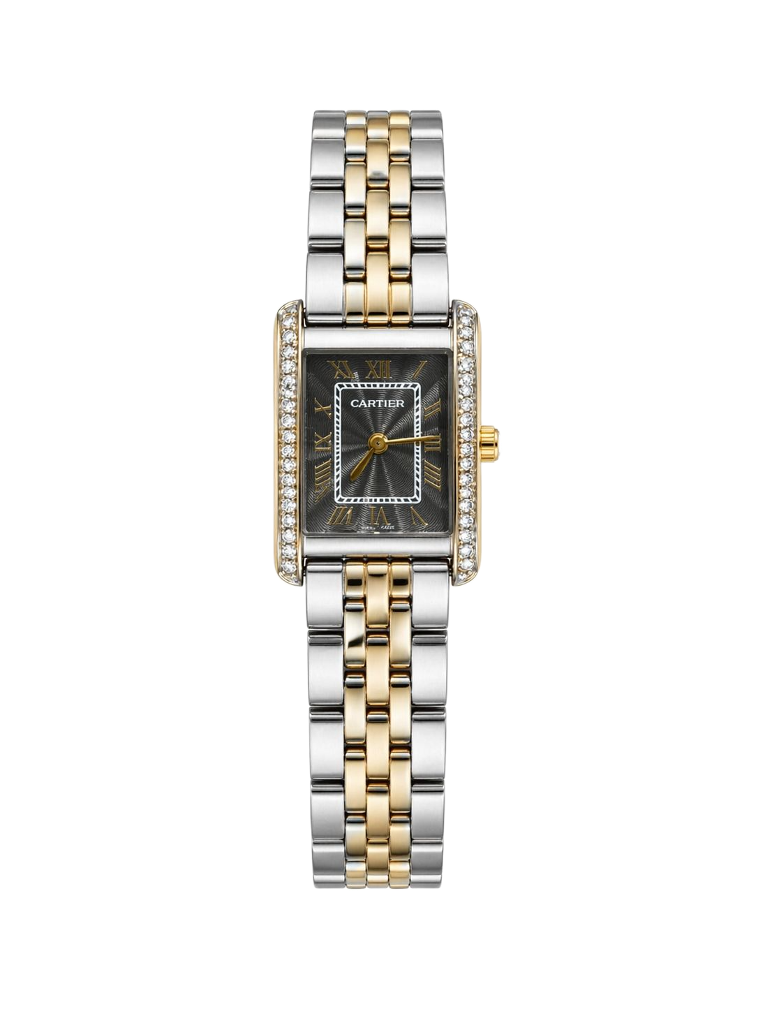 Cartier Tank Francaise Small Diamonds Black Dial Women