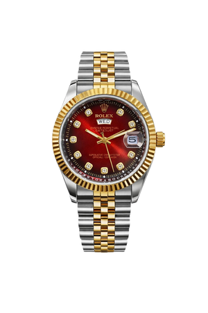 Rolex Oyster Gold/Red Dial Women